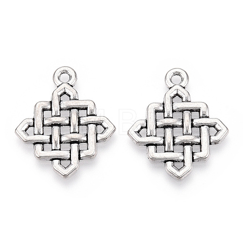 Tibetan Style Alloy Chinese Knot Pendants TIBEP-872-AS-RS-1