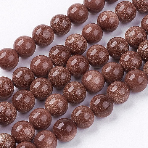 Synthetic Goldstone Bead Strands G-R193-04-10mm-1