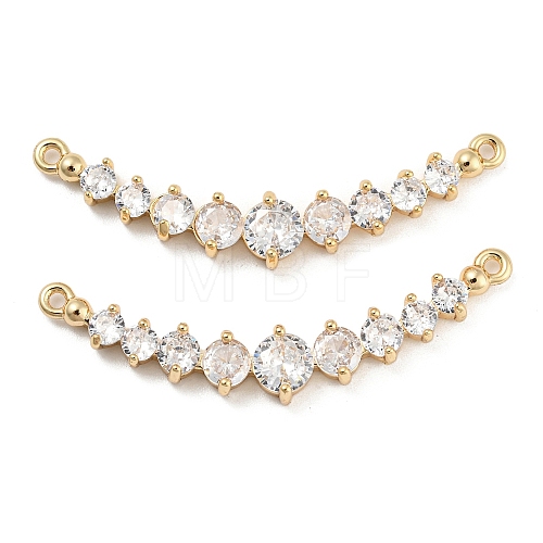 Brass Pave Clear Cubic Zirconia Connector Charms KK-Q789-44G-1