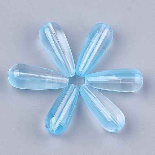 Transparent Spray Painted Glass Beads GLAA-S183-23C-1