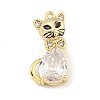 Brass Micro Pave Clear Cubic Zirconia Glass Charms KK-S386-05G-1