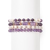 4Pcs 4 Style Natural Amethyst & White Crazy Agate & Brass Beaded Stretch Bracelets Set BJEW-JB08998-1