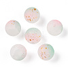 Frosted Baking Paint Crackle Glass Beads with Glitter Powder X1-DGLA-T004-6mm-01F-1