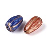 Picasso Baking Paint & Golden Metal Enlaced Glass Beads DGLA-T004-63M-2