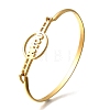 304 Stainless Steel Flat Round Link Bangles for Women BJEW-R014-01G-04-4