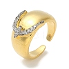 Rack Plating Brass Micro Pave Cubic Zirconia Cuff Finger Rings for Women RJEW-C114-16F-G-1