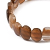 Dyed & Heated Natural Agate Oval Beaded Stretch Bracelet G-E010-01-34-2