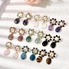 Natural Mixed Stone Dangle Stud Earrings EJEW-G454-01G-1