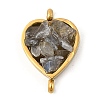 Natural Mixed Gemstone Chip 304 Stainless Steel Heart Connector Charms KK-P300-31G-2