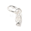 925 Sterling Silver Fish Charms with Jump Rings STER-H118-09S-1
