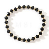Rondelle Faceted Glass & Brass Bead Stretch Bracelets UG9794-5