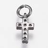 Brass Micro Pave Cubic Zirconia Tiny Cross Charms ZIRC-E147-62B-2