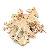 Christmas Theme Golden Zinc Alloy with Rhinestone Brooches JEWB-B018-01G-04-2