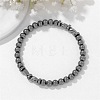 Synthetic Non-magnetic Hematite Twist Round Beaded Stretch Bracelets WG50776-01-1