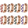 4 Pairs Rectangle with Tartan Pattern Alloy Enamel Hoop Earrings EJEW-SC0002-26A-1