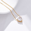 304 Stainless Steel Cubic Zirconia Heart Pendant Necklaces NJEW-Z057-04C-G-1