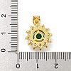 Flower Rack Plating Brass Micro Pave Cubic Zirconia Pendants KK-G513-92G-04-3