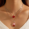 Resin Christmas Bell Pendant Double Layer Iron Chain Necklaces for Women FS-WG028A7-01-1