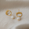 304 Stainless Steel with Freshwater Pearl Stud Dangle Earrings BO9211-4