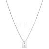 1Pc Stainless Steel Letter Rectangle Pendant Necklaces NJEW-LP0001-34I-P-1