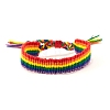 Rainbow Pride Flag Polyester Woven Braided Cord Bracelet PW-WG85989-02-1