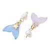 Spray Painted Glass & Natural Pearl & Alloy Pendants PALLOY-JF05240-3