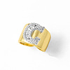 Brass Micro Pave Clear Cubic Zirconia Cuff Open Rings FS-WGA5D1D-07-1