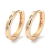 Brass Clear Cubic Zirconia Ring Hoop Earrings EJEW-M025-01G-1