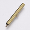 Brass Slide On End Clasp Tubes X-KK-Q747-11H-AB-2