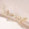 Flower Brass Micro Pave Clear Cubic Zirconia Cuff Earrings EJEW-K305-03G-2