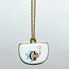 Ocean Brass Enamel Fan Pendant Necklaces for Women WGBD0BA-03-1