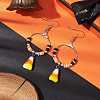 Halloween Candy Corn Handmade Lampwork & Polymer Clay Dangle Earrings for Women EJEW-JE05893-01-2