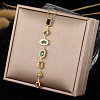 304 Stainless Steel Pave Cubic Zirconia Rectangle Oval Drop Pendant Long Tassel Necklaces FS-WGDB594-01-1