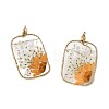 Resin & Dried Flower Rectangle Dangle Earrings FS-WG21EF9-02-2