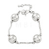 Rack Plating Brass Twisted Link Round Ball Bracelets for Women BJEW-P322-21P-1