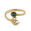 304 Stainless Steel with Synthetic Turquoise Ring RJEW-Z031-01D-03-2
