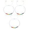 3Pcs Adjustable Chakra Natural & Synthetic Mixed Stone Round Bead Braided Bracelet Sets ZZ4943-2-1