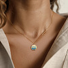 Colorful Wave Shaped Brass Blue Enamel Pendant 201 Stainless Steel Cable Chain Necklaces for Women FS-WG576FA-01-2