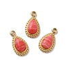 304 Stainless Steel Pave Natural Rhodochrosite Teardrop Charms STAS-B074-04G-01-1