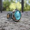 Oval Alloy with Glass Finger Rings FS-WG0E890-01-1