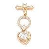 Brass Micro Pave Clear Cubic Zirconia Toggle Clasps KK-F934-05G-1