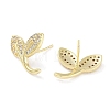 Brass Micro Pave Clear Cubic Zirconia Stud Earrings for Women EJEW-S217-D07-2