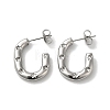 Oval with Star 304 Stainless Steel Stud Earrings EJEW-Z026-13P-1