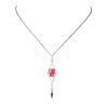 4Pcs 4 Colors Natural Labradorite & Yellow Hematoid Quartz & Amethyst & Dyed Green Jade Round with Cone Pendant 304 Stainless Steel Cable Chain Necklaces for Women NJEW-TA00261-2