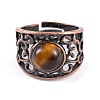 Natural Mixed Stone Round Adjustable Rings RJEW-K271-03R-4