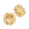 Flower Brass Clear Cubic Zirconia European Beads KK-B186-11M-2