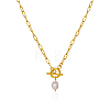 Minimalist Imitation Pearl Rice Pendant Stainless Steel PaPerclip Chain Necklaces for Everyday Women's Wear LS-OX8079-2-2
