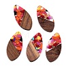 Transparent Resin and Walnut Wood Pendants RESI-T057-05L-1