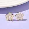 Flower Brass & ABS Plastic Pearl Stud Earrings EJEW-P336-07G-01-1