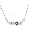 Brass Pave Purple Cubic Zirconia Flower Pendant Necklaces for Women WGF8B23-01-5